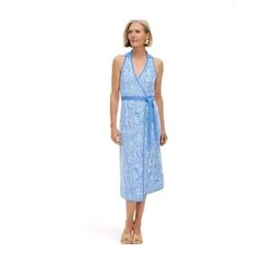 Diane von Furstenburg x Target Sleeveless Sea Twig Blue Knit Midi Wrap Dress XS